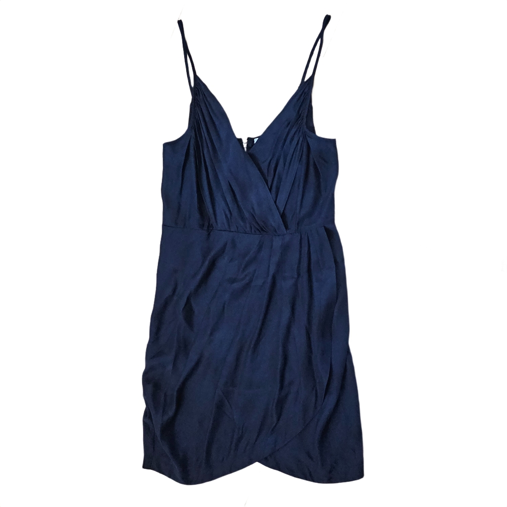 Yumi Kim Black Silk Spaghetti Strap Wrap Dress Womens Medium Cocktail Dress